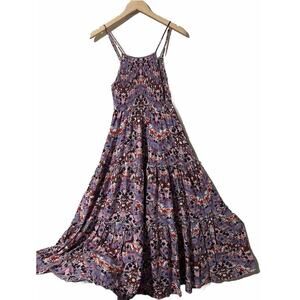 Abel The Label Size Small Lilac Dream Dress Tiered Smocked Flowy Adjustable